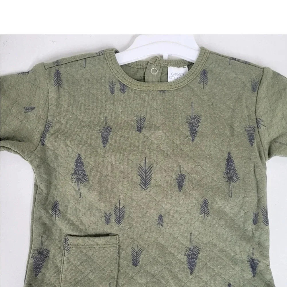 😍New! Baby 2pc Quilted Pullover & Leggings Set, Green- Boy or Girl Unisex - Picture 5 of 10